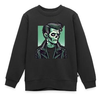 Rockabilly Zombie Totenschädel aus Leder - Kinder Premium Organic Sweatshirt - Schwarz - Vorne - AI Model Kid Female (0cm)