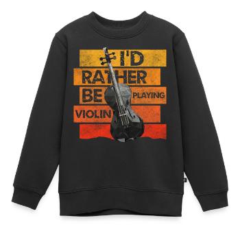 Violoniste Lecteur de musique classique Symphony - Sweat Premium enfant bio - noir - Devant - AI Model Kid Female (0cm)