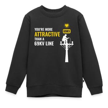 Lineman Valentine 69kV Line Attraction Humor Liebe - Kinder Premium Organic Sweatshirt - Schwarz - Vorne - AI Model Kid Female (0cm)