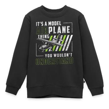 Flugzeug Miniatur Fliegen Flug - Kinder Premium Organic Sweatshirt - Schwarz - Vorne - AI Model Kid Female (0cm)