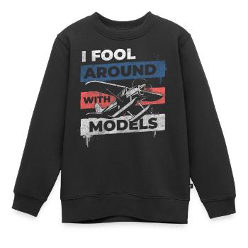 Flugzeug Fernsteuerung Pilot Testpilot - Kinder Premium Organic Sweatshirt - Schwarz - Vorne - AI Model Kid Female (0cm)