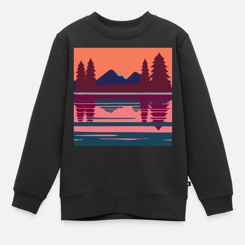 See mit Berge - Kinder Premium Organic Sweatshirt - Schwarz