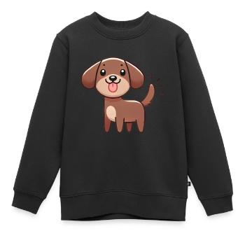Glücklicher Cartoon-Hund mit wedelndem Schwanz - Kinder Premium Organic Sweatshirt - Schwarz - Vorne - AI Model Kid Female (0cm)