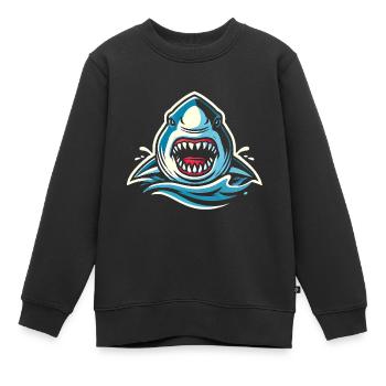 Heftiger Haibiss IllustrationHeftiger Haibiss I - Kinder Premium Organic Sweatshirt - Schwarz - Vorne - AI Model Kid Female (0cm)