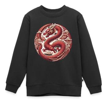 Vietnamesisches Neujahrs-Drachen-Abzeichen - Kinder Premium Organic Sweatshirt - Schwarz - Vorne - AI Model Kid Female (0cm)