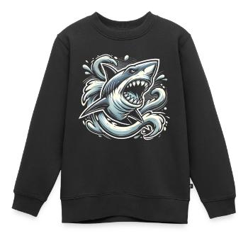 Requin cauchemardesque dans les eaux sombres - Sweat Premium enfant bio - noir - Devant - AI Model Kid Female (0cm)