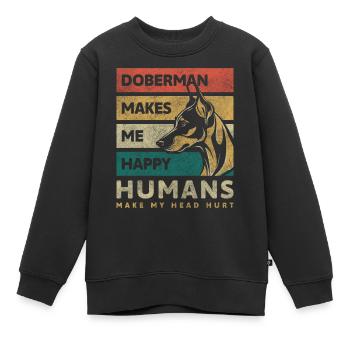 Dobermann Wachschutz - Kinder Premium Organic Sweatshirt - Schwarz - Vorne - AI Model Kid Female (0cm)