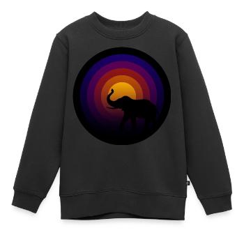 Schallplatte mit Elefanten Groove - Kinder Premium Organic Sweatshirt - Schwarz - Vorne - AI Model Kid Female (0cm)
