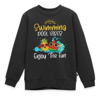 Schwimmer Sportler - Kinder Premium Organic Sweatshirt - Schwarz - Vorne - AI Model Kid Female (0cm)