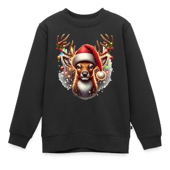 Rentier Nikolaus - Kinder Premium Organic Sweatshirt - Schwarz - Vorne - AI Model Kid Female (0cm)