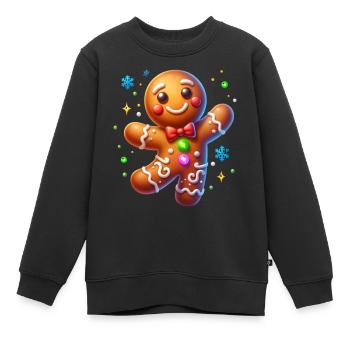 Lebkuchenmann Weihnachten - Kinder Premium Organic Sweatshirt - Schwarz - Vorne - AI Model Kid Female (0cm)