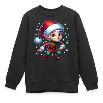Noël Onze Boules de Neige - Sweat Premium enfant bio - noir - Devant - AI Model Kid Female (0cm)