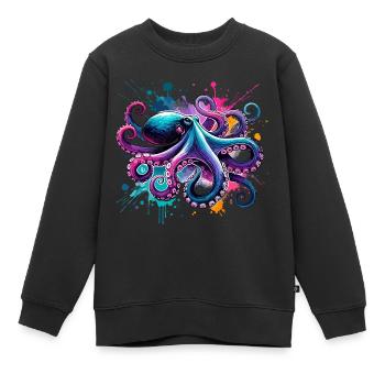 Bunter Aquarell-Oktopus - Kinder Premium Organic Sweatshirt - Schwarz - Vorne - AI Model Kid Female (0cm)