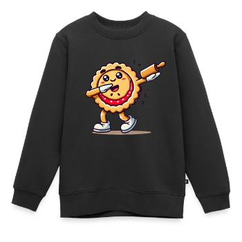 Dabbing Pie Cartoon mit Nudelholz - Kinder Premium Organic Sweatshirt - Schwarz - Vorne - AI Model Kid Female (0cm)