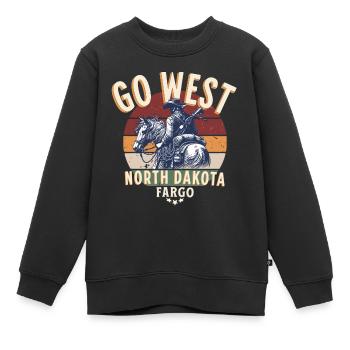 North Dakota Weiter nach Westen - Kinder Premium Organic Sweatshirt - Schwarz - Vorne - AI Model Kid Female (0cm)