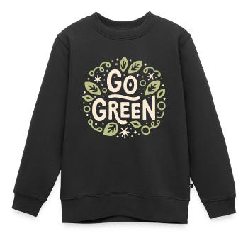 Go Green, umweltfreundlich, vegan, vegetarisch, ästhetisch - Kinder Premium Organic Sweatshirt - Schwarz - Vorne - AI Model Kid Female (0cm)