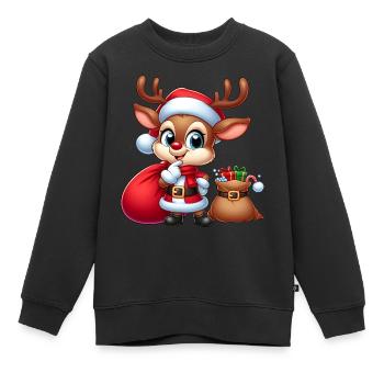 Rudolf 4 - Kinder Premium Organic Sweatshirt - Schwarz - Vorne - AI Model Kid Female (0cm)