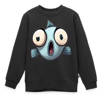 Fisch lustig Geschenk Funshirt Geschenk Idee lusti - Kinder Premium Organic Sweatshirt - Schwarz - Vorne - AI Model Kid Female (0cm)