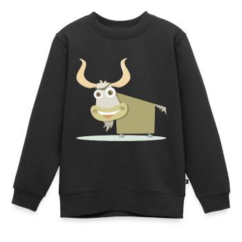 Fröhliche Illustration einer tibetischen Kuh. - Kinder Premium Organic Sweatshirt - Schwarz - Vorne - AI Model Kid Female (0cm)