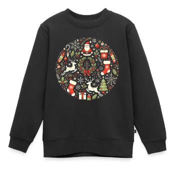 Festliches Weihnachtskreis-Design - Kinder Premium Organic Sweatshirt - Schwarz - Vorne - AI Model Kid Female (0cm)