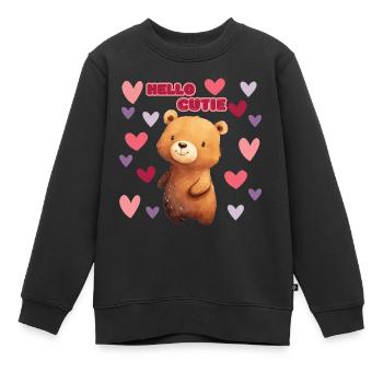 Bonjour mignonne - Sweat Premium enfant bio - noir - Devant - AI Model Kid Female (0cm)