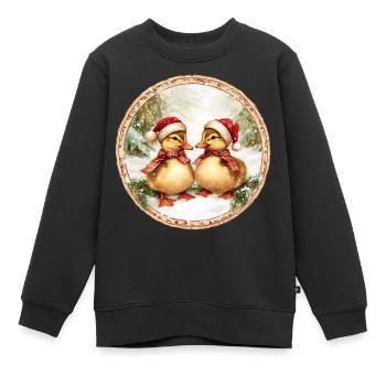 Weihnachten Entchen - Kinder Premium Organic Sweatshirt - Schwarz - Vorne - AI Model Kid Female (0cm)