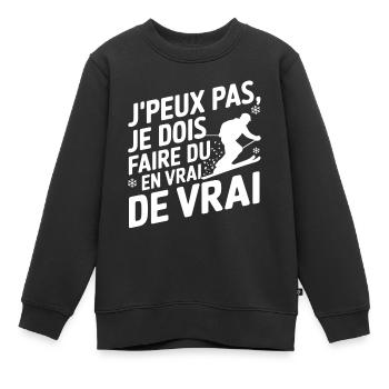 je dois faire du Ski - Sweat Premium enfant bio - noir - Devant - AI Model Kid Female (0cm)