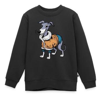 Lévrier drôle dans la conception de dessin animé - Sweat Premium enfant bio - noir - Devant - AI Model Kid Female (0cm)