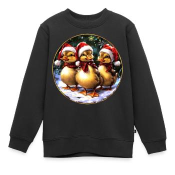Entchen Weihnachtsmann - Kinder Premium Organic Sweatshirt - Schwarz - Vorne - AI Model Kid Female (0cm)