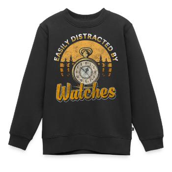 Watch Collector Time Watch Connoisseur - Kids Premium Organic Sweatshirt - black - Front - AI Model Kid Female (0cm)