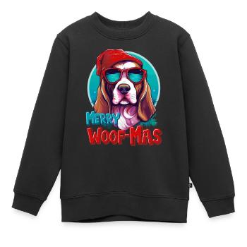 Frohe Weihnachten Basset Hund, Aquarell - Kinder Premium Organic Sweatshirt - Schwarz - Vorne - AI Model Kid Female (0cm)