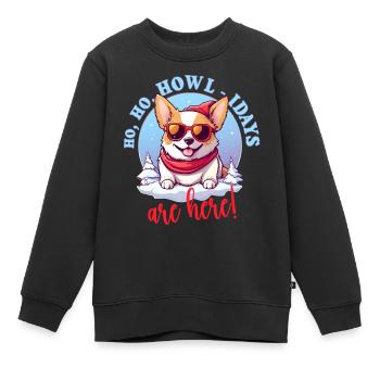Pembroke Welsh Corgi im Winter, süße Illustration - Kinder Premium Organic Sweatshirt - Schwarz - Vorne - AI Model Kid Female (0cm)