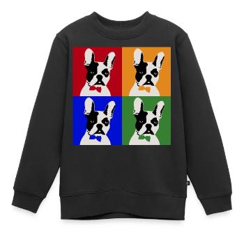 Französiche Bulldogge Kunst Motiv - Kinder Premium Organic Sweatshirt - Schwarz - Vorne - AI Model Kid Female (0cm)