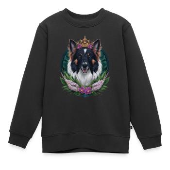 Berger Belge avec Couronne, Lilas - Sweat Premium enfant bio - noir - Devant - AI Model Kid Female (0cm)