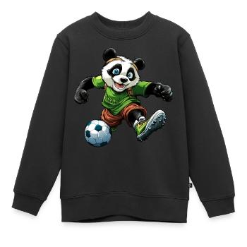 Panda Fussball - Kinder Premium Organic Sweatshirt - Schwarz - Vorne - AI Model Kid Female (0cm)