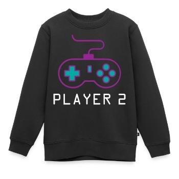 Joueur 2 Joueur - Sweat Premium enfant bio - noir - Devant - AI Model Kid Female (0cm)