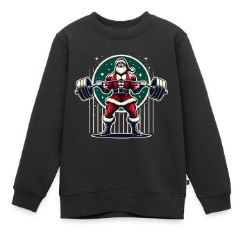 Santas Strong Snatch Powerlifting - Kinder Premium Organic Sweatshirt - Schwarz - Vorne - AI Model Kid Female (0cm)