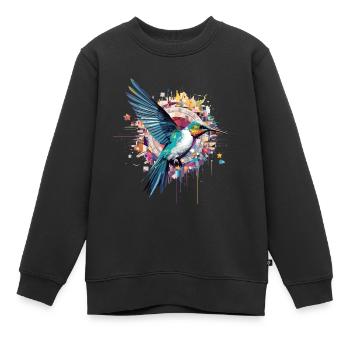 Kolibri Vogel Tierfreiheit Welt Tierwelt - Kinder Premium Organic Sweatshirt - Schwarz - Vorne - AI Model Kid Female (0cm)