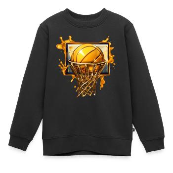 Goldener Basketball Korb - Kinder Premium Organic Sweatshirt - Schwarz - Vorne - AI Model Kid Female (0cm)
