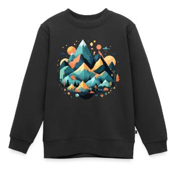 Ruhige Landschaft Ruhig Beschauliche Natur Berge - Kinder Premium Organic Sweatshirt - Schwarz - Vorne - AI Model Kid Female (0cm)
