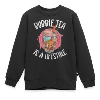Boba Tea Boules de thé Rafraîchissement - Sweat Premium enfant bio - noir - Devant - AI Model Kid Female (0cm)