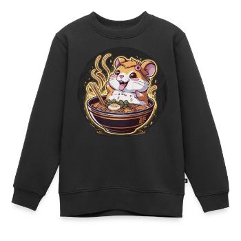 Hamster kawaii avec soupe de nouilles ramen - Sweat Premium enfant bio - noir - Devant - AI Model Kid Female (0cm)