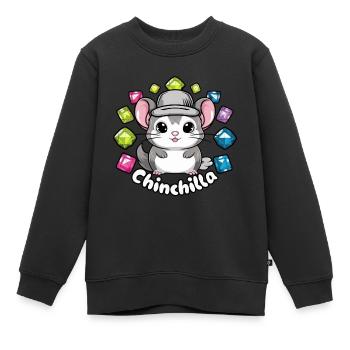 Chinchilla kawaii aux couleurs vives - Sweat Premium enfant bio - noir - Devant - AI Model Kid Female (0cm)