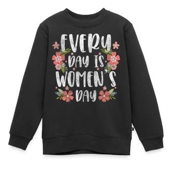 Frauentag Feiertag Frauenrechte Ehrentag - Kinder Premium Organic Sweatshirt - Schwarz - Vorne - AI Model Kid Female (0cm)