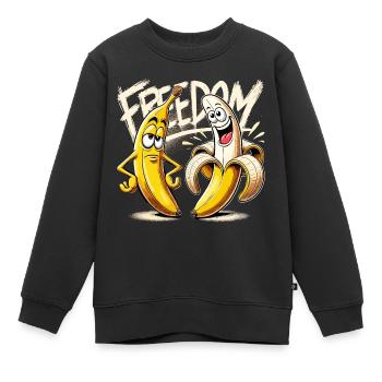 Cadeau banane liberté - Sweat Premium enfant bio - noir - Devant - AI Model Kid Female (0cm)