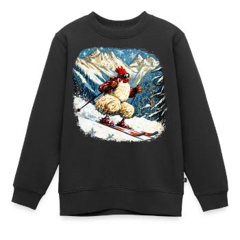 Poulet de ski - Sweat Premium enfant bio - noir - Devant - AI Model Kid Female (0cm)