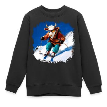 Ski des vaches - Sweat Premium enfant bio - noir - Devant - AI Model Kid Female (0cm)