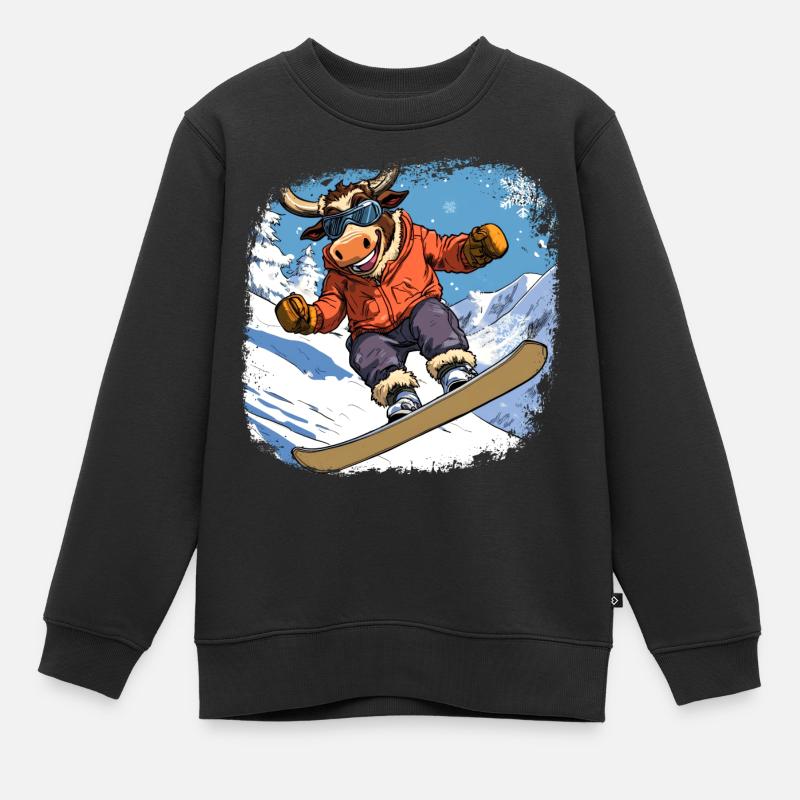 Stiere Snowboard - Kinder Premium Organic Sweatshirt - Schwarz