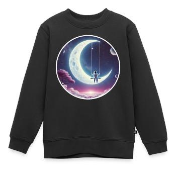 MONDSCHAUKEL - MOND - SCHAUKEL - ASTRONAUT - Kinder Premium Organic Sweatshirt - Schwarz - Vorne - AI Model Kid Female (0cm)