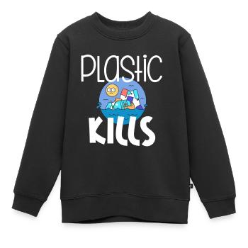 Le plastique tue le recyclage environnemental - Sweat Premium enfant bio - noir - Devant - AI Model Kid Female (0cm)